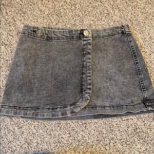 BDG Black Denim Mini Wrap Skirt